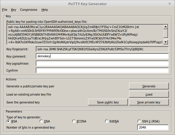 Puttygen fertig