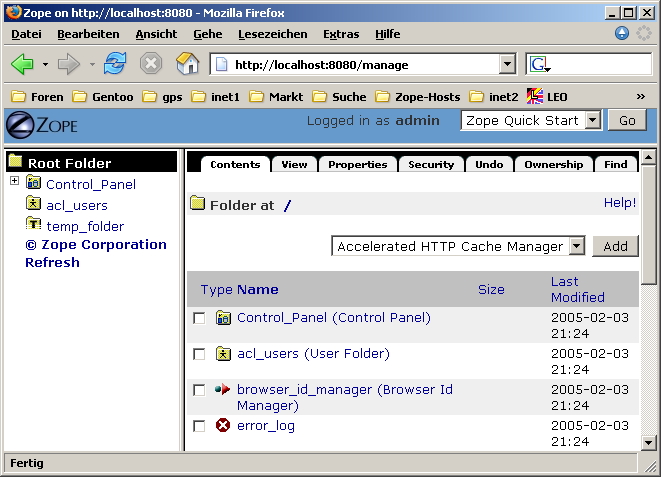 Zope Management Interface