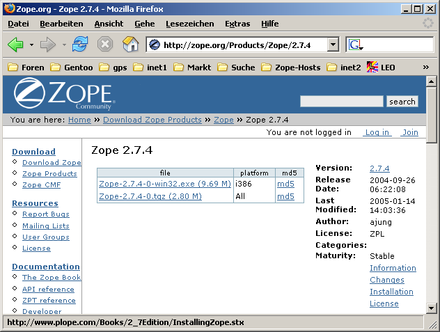 Zope Homepage - Download Zope 2.7.4